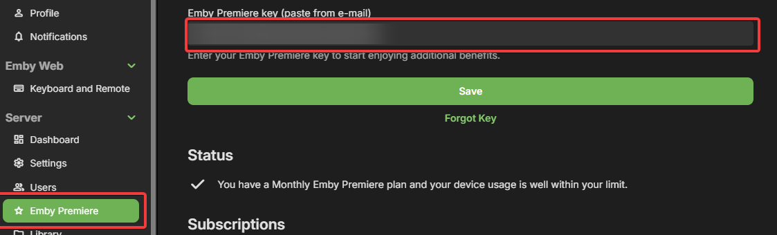 Emby Premiere Activation