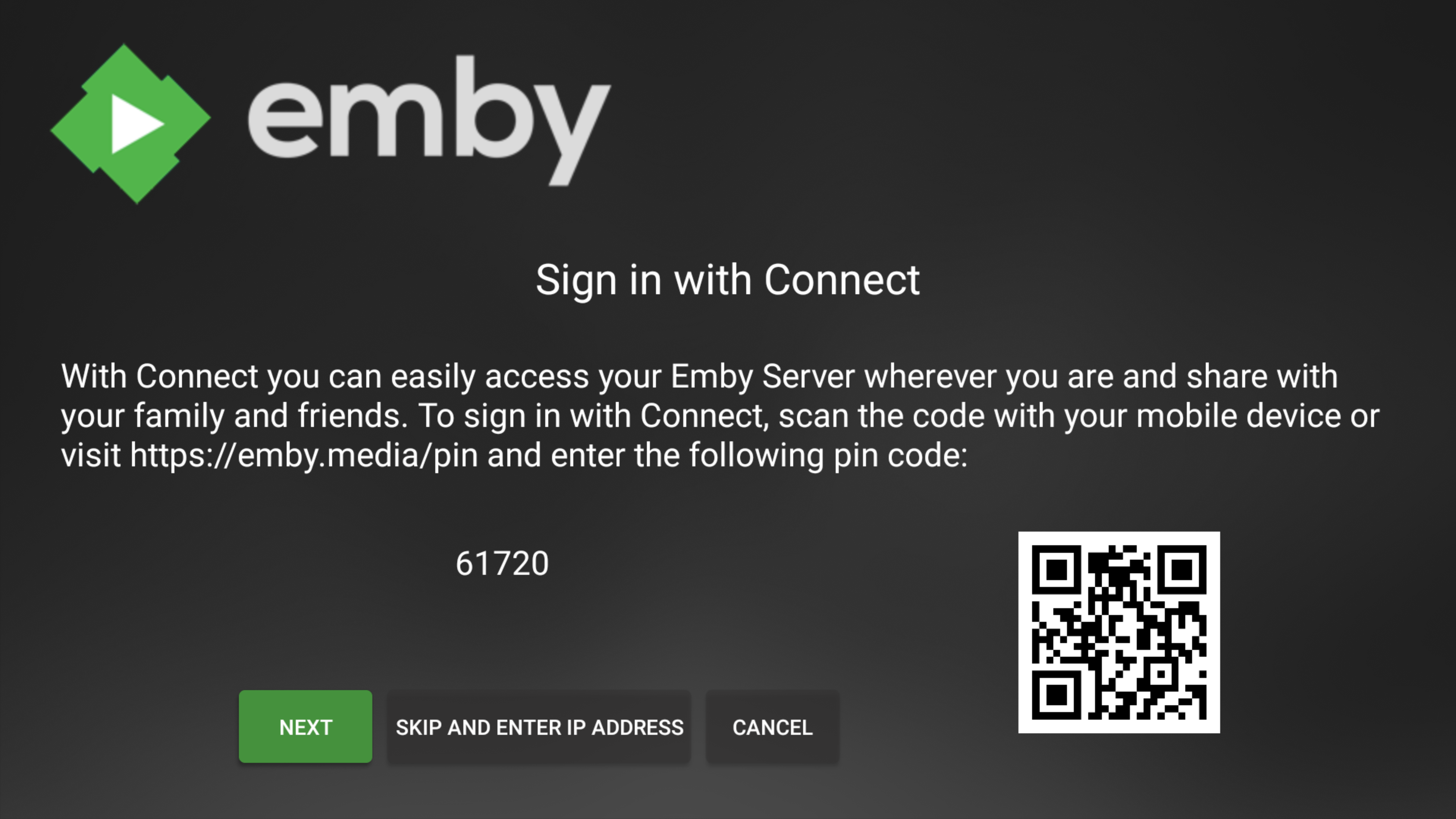 PIN screen